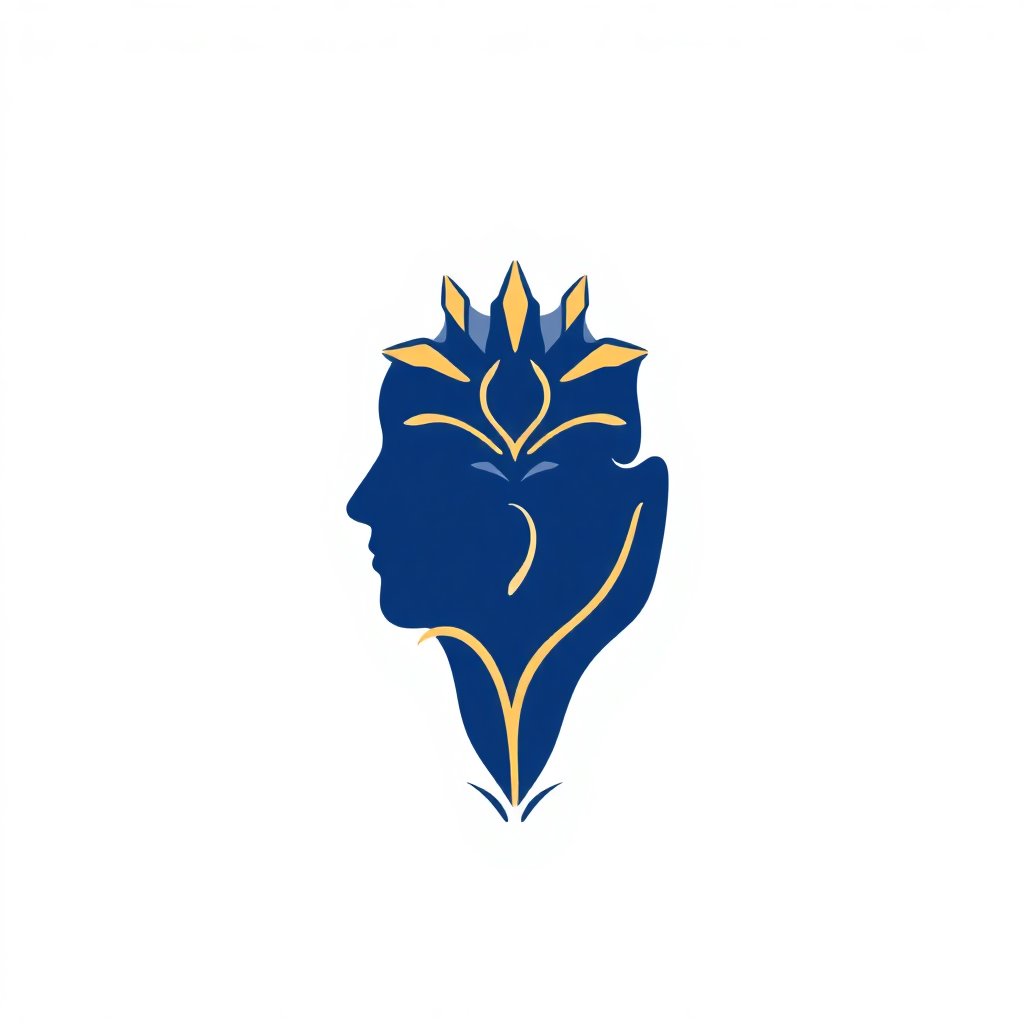 Minimalist luxury line-art icon representing trauma healing and emotional recovery, deep indigo blue with gold accents, professional therapy style, white background